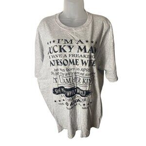 I’m A Lucky Man I Have A Freaking Awesome Wife Men’s Graphic T-Shirt Grey XL